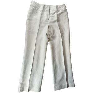 ANN TAYLOR LOFT White Cleane Wide Leg Pants Linen Blend Size 10 Petites Luxury